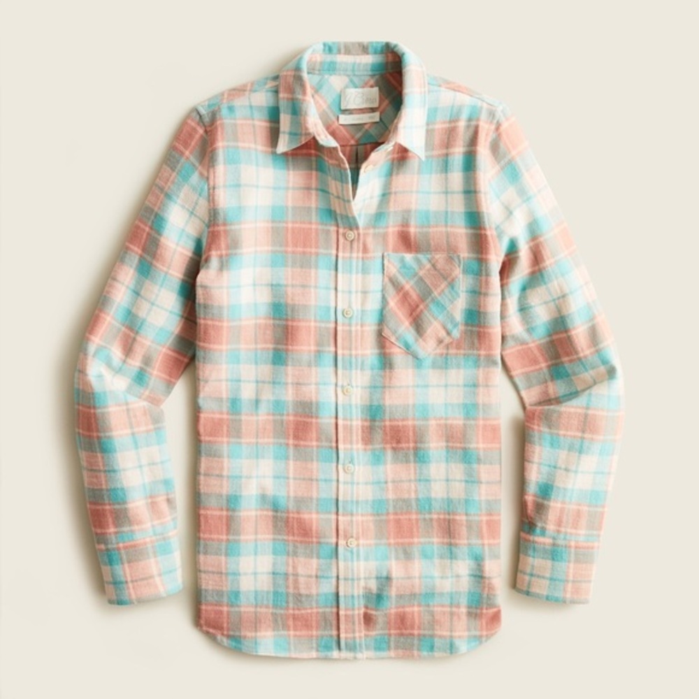 J. CREW Classic-fit shirt in blush plaid flannel 8 NEW